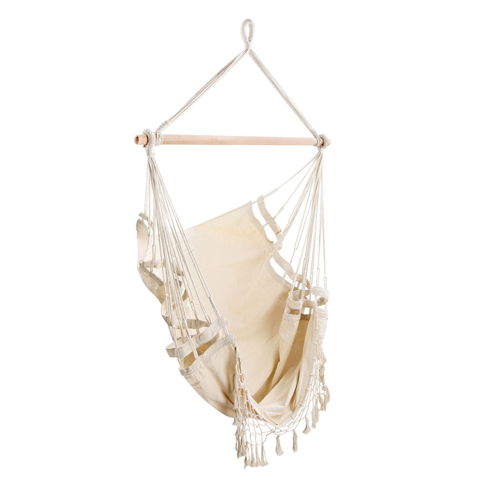 Gardeon Cream Outdoor Tassel Hammock Chair