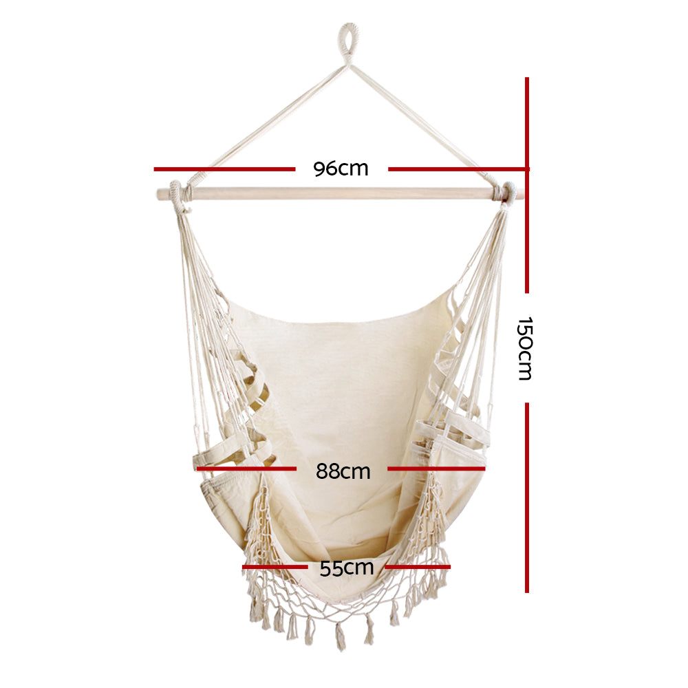 Gardeon Cream Outdoor Tassel Hammock Chair