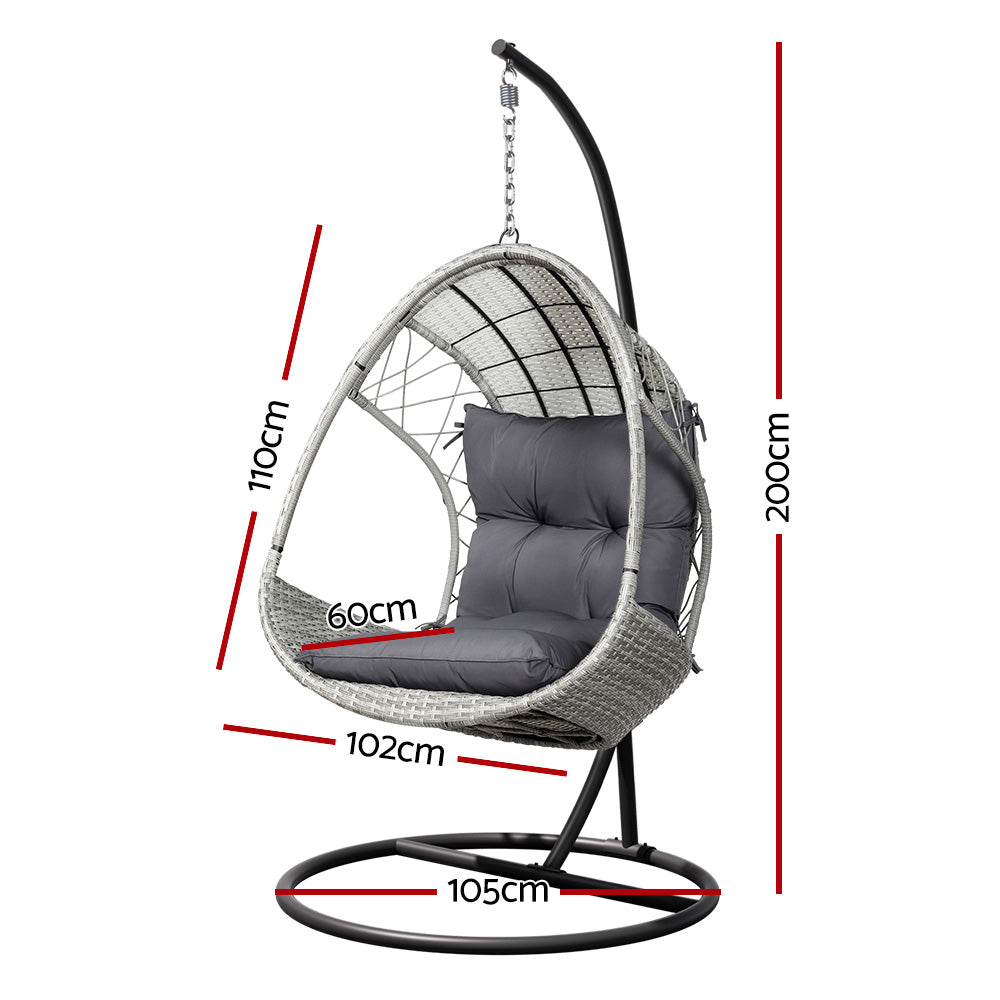 Gardeon Outdoor Egg Swing Chair with Stand Cushion Light Grey – Coles ...