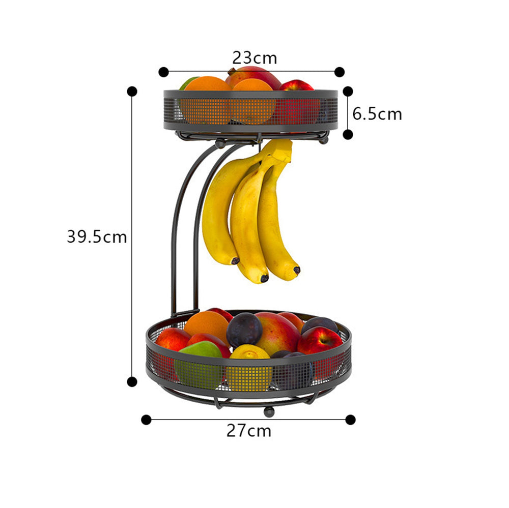 Viviendo 2 Tier Fruit Bowl Metal Kitchen Fruit and Vegetable Storage Basket