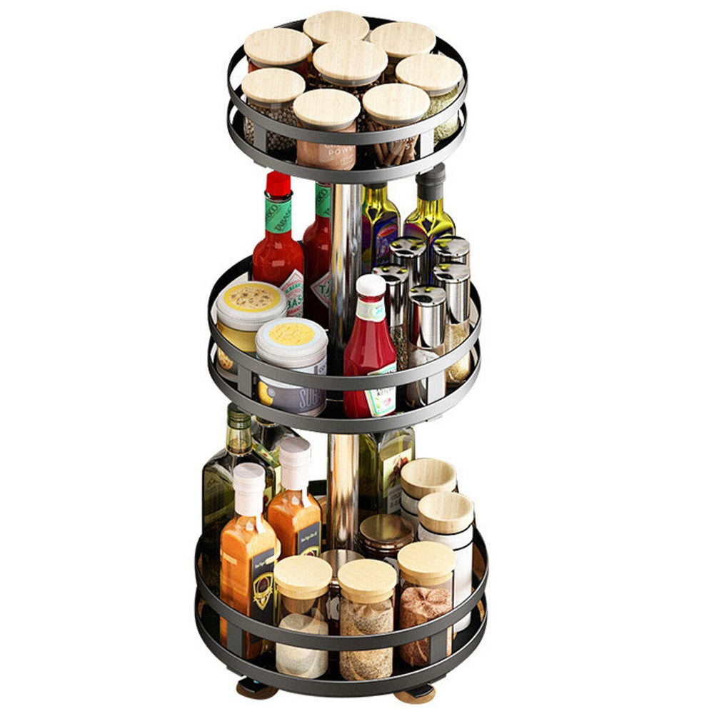 Viviendo Round Rotating Kitchen Storage Spice Organiser Rack for Pantry Bathroom - 1 Tier