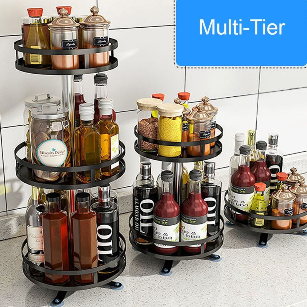 Viviendo Round Rotating Kitchen Storage Spice Organiser Rack for Pantry Bathroom - 1 Tier