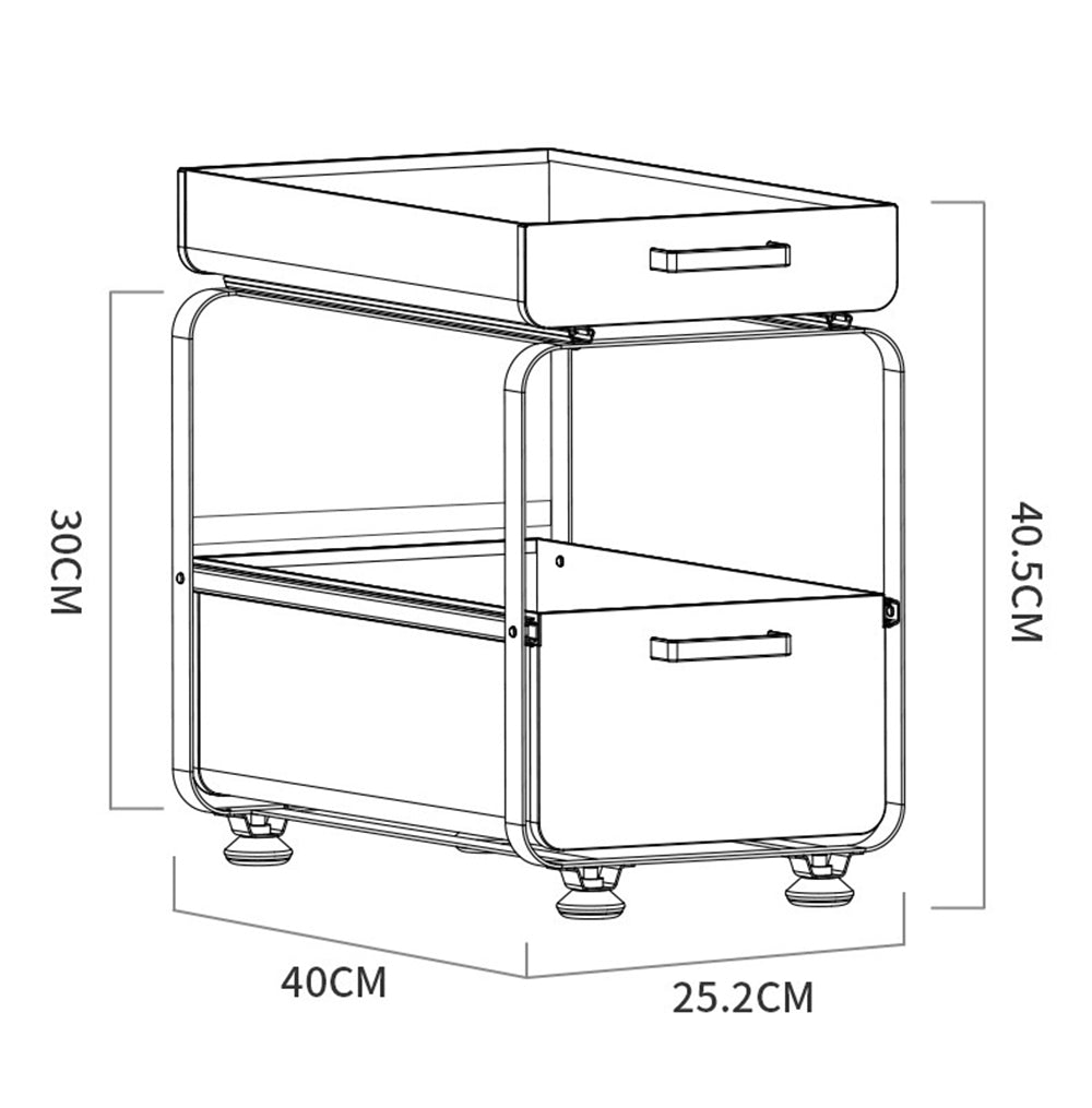 Viviendo Kitchen Pantry Organiser with Sliding Drawers Storage Spice Rack Organizer in Carbon Steel - Black