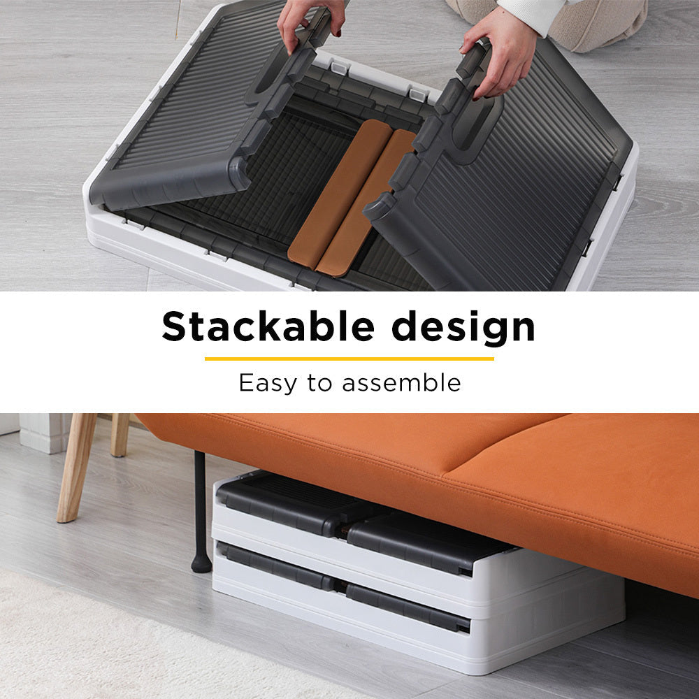 Viviendo 72L Stackable Storage Containers Large Foldable Organizer Storage Wardrobe Boxes - Orange Handle