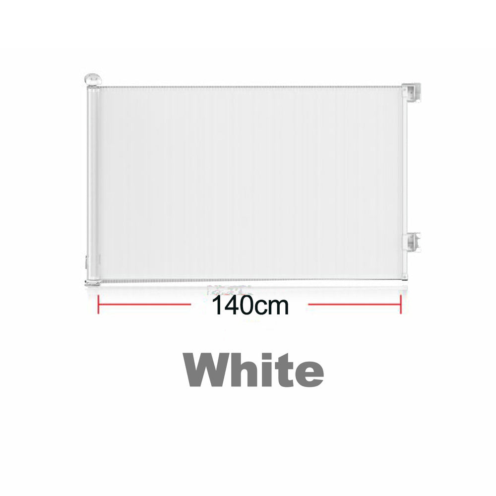 Viviendo 140cm Retractable Stair and Door Safety Gate Fence for Baby &amp; Pet - White