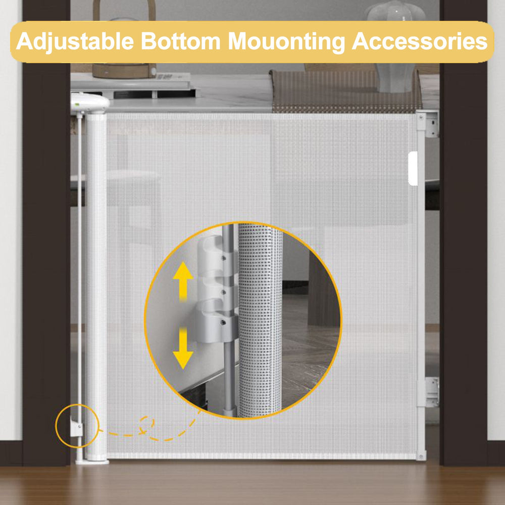 Viviendo 140cm Retractable Stair and Door Safety Gate Fence for Baby &amp; Pet - Grey