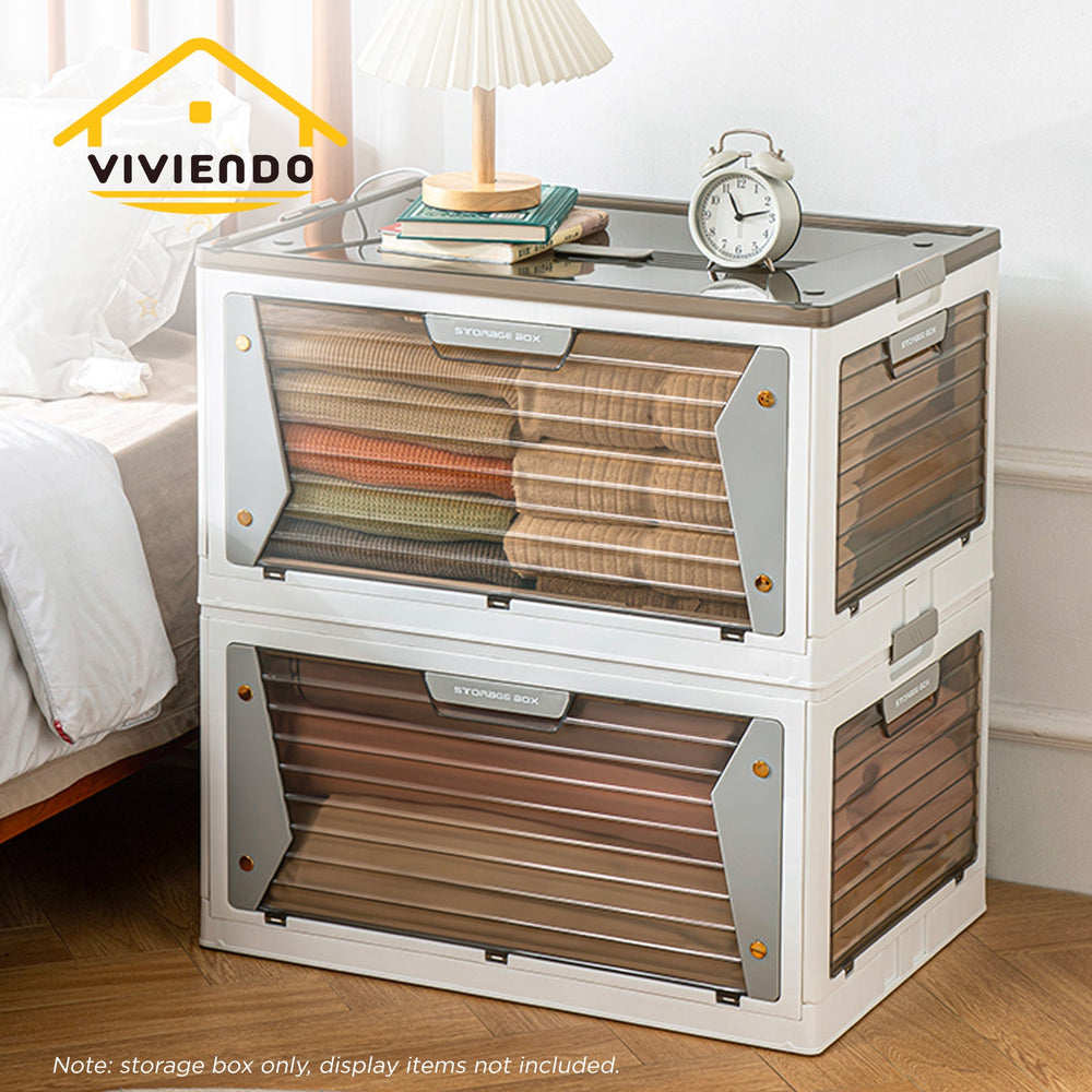 Viviendo Five-sided open-door Stackable Folding Storage Box with wheels - 100L Extra Large Capacity