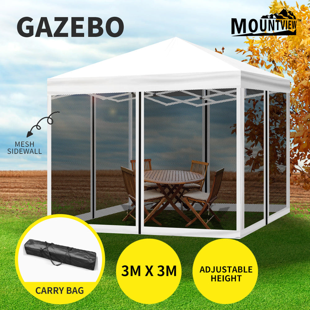Mountview Gazebo 3x3 Marquee Pop Up Tent Outdoor Canopy Wedding Mesh Side Wall