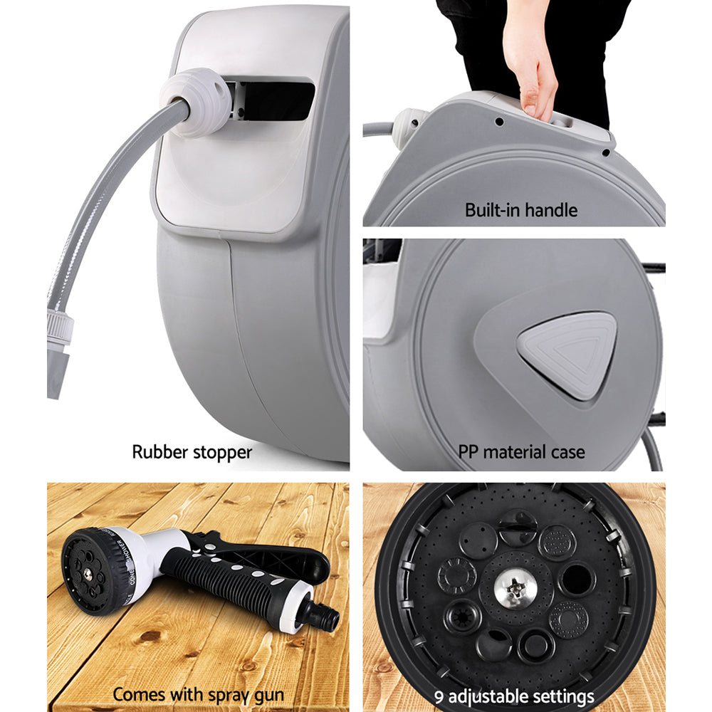 Retractable 20M Water Hose Reel Spray Gun