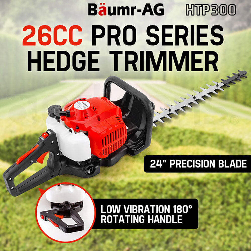 Baumr-AG 26CC Petrol Hedge Trimmer 2-Stroke Cutter Garden Tool Saw Precision 24 Inch Blade