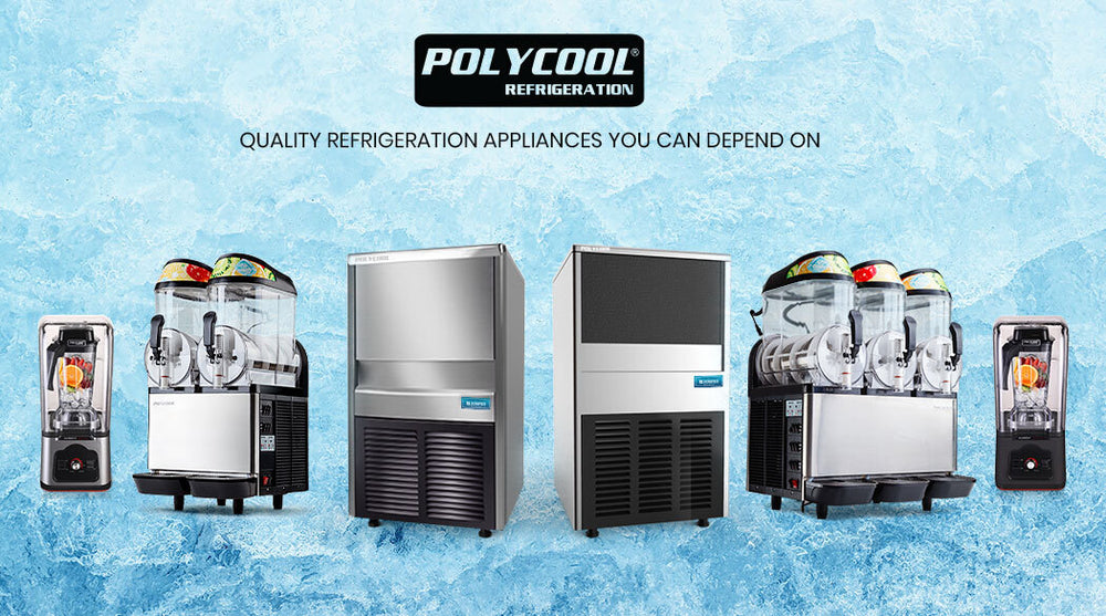 POLYCOOL Commercial Automatic Ice Cube Maker, Free Standing Stainless Steel Ice Machine, 410 Grade