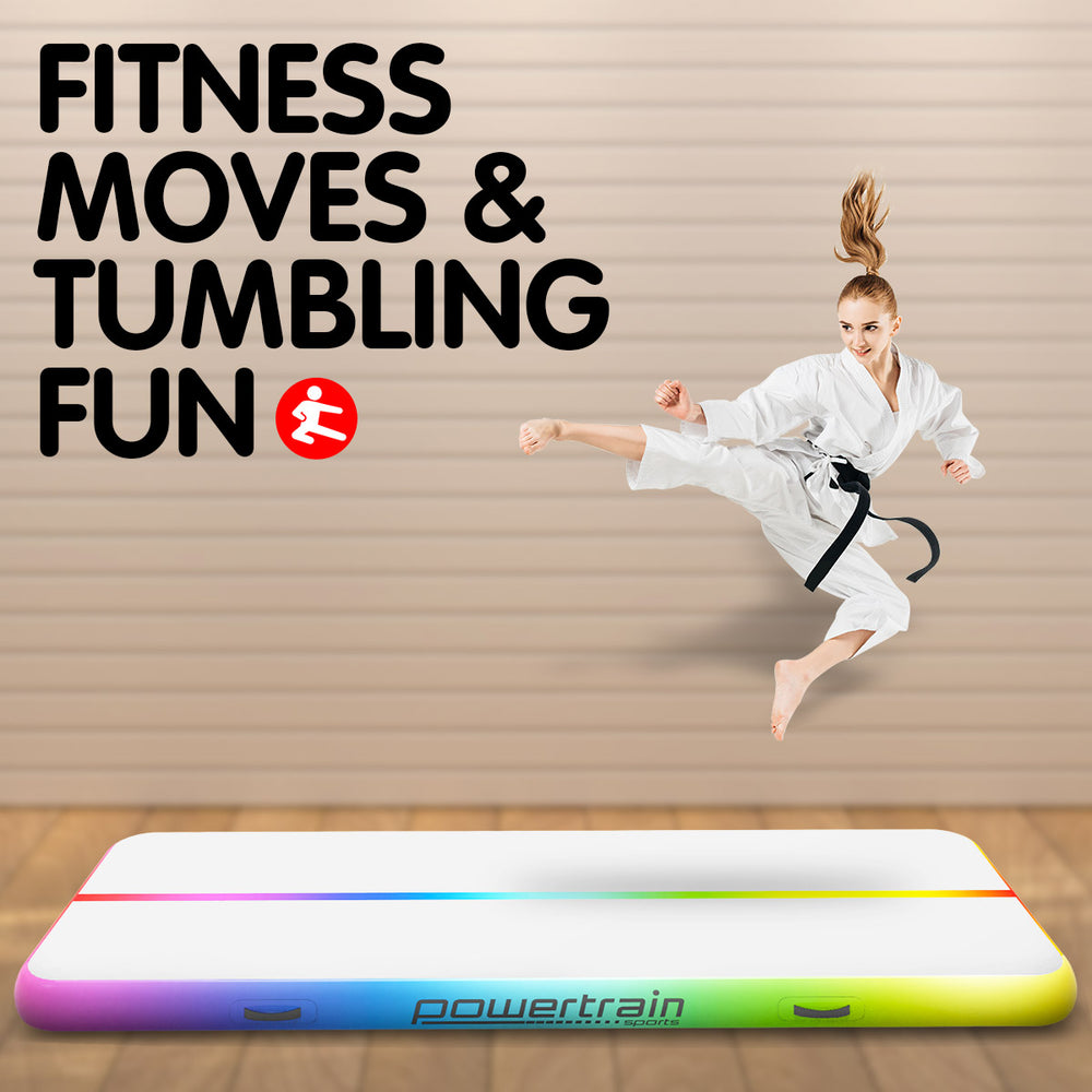 Powertrain 3x1m Air Track Inflatable Gymnastics Tumbling Mat - Rainbow