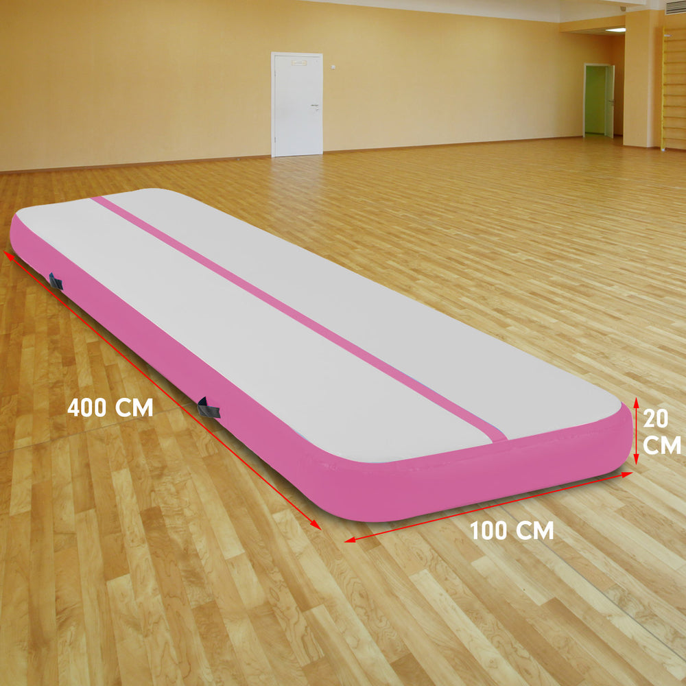 Powertrain 4x1m Air Track Inflatable Gymnastics Tumbling Mat - Pink