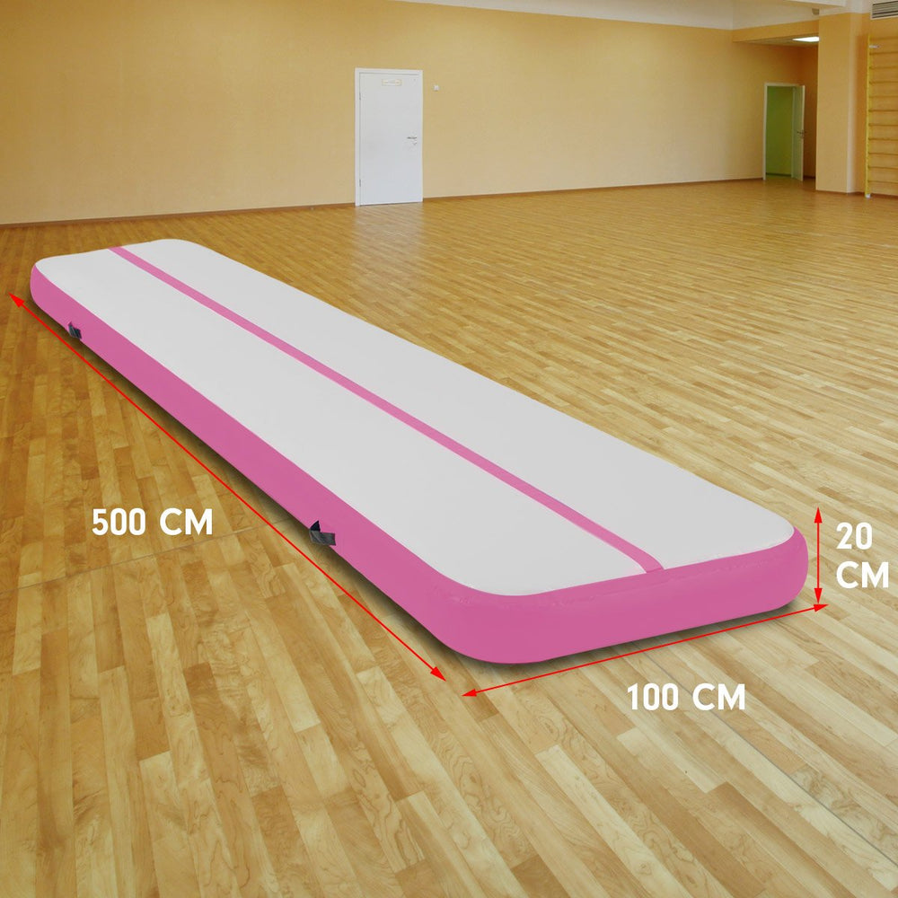 Powertrain 5x1m Air Track Inflatable Gymnastics Tumbling Mat - Pink