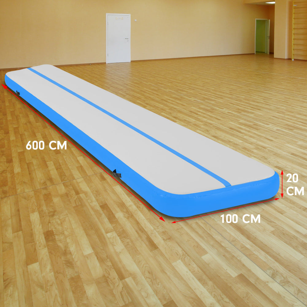 Powertrain 6x1m Air Track Inflatable Gymnastics Tumbling Mat - Blue