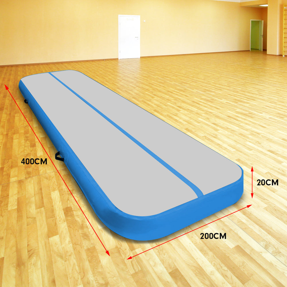 Powertrain 4x2m Air Track Inflatable Gymnastics Tumbling Mat - Grey Blue