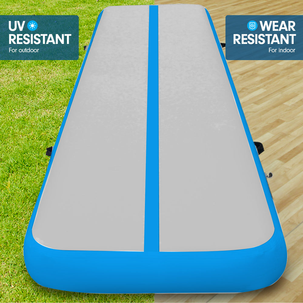 Powertrain 4x2m Air Track Inflatable Gymnastics Tumbling Mat - Grey Blue