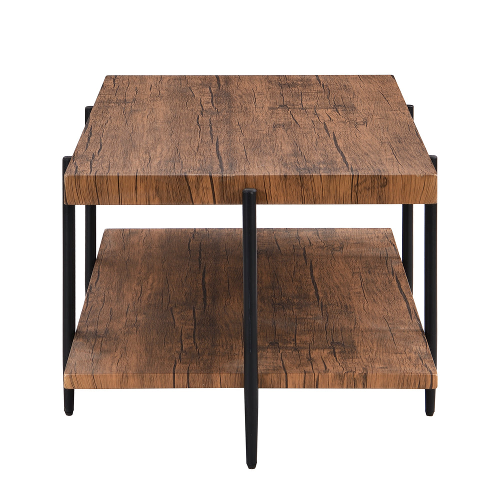 IHOMDEC Extra Long 2-Tier Coffee Table 125cmW Rustic Dark Brown