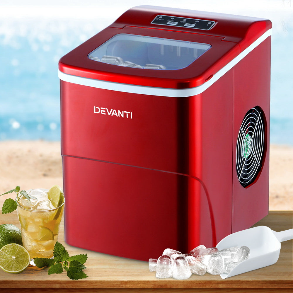 Devanti 2L Portable Ice Maker Red