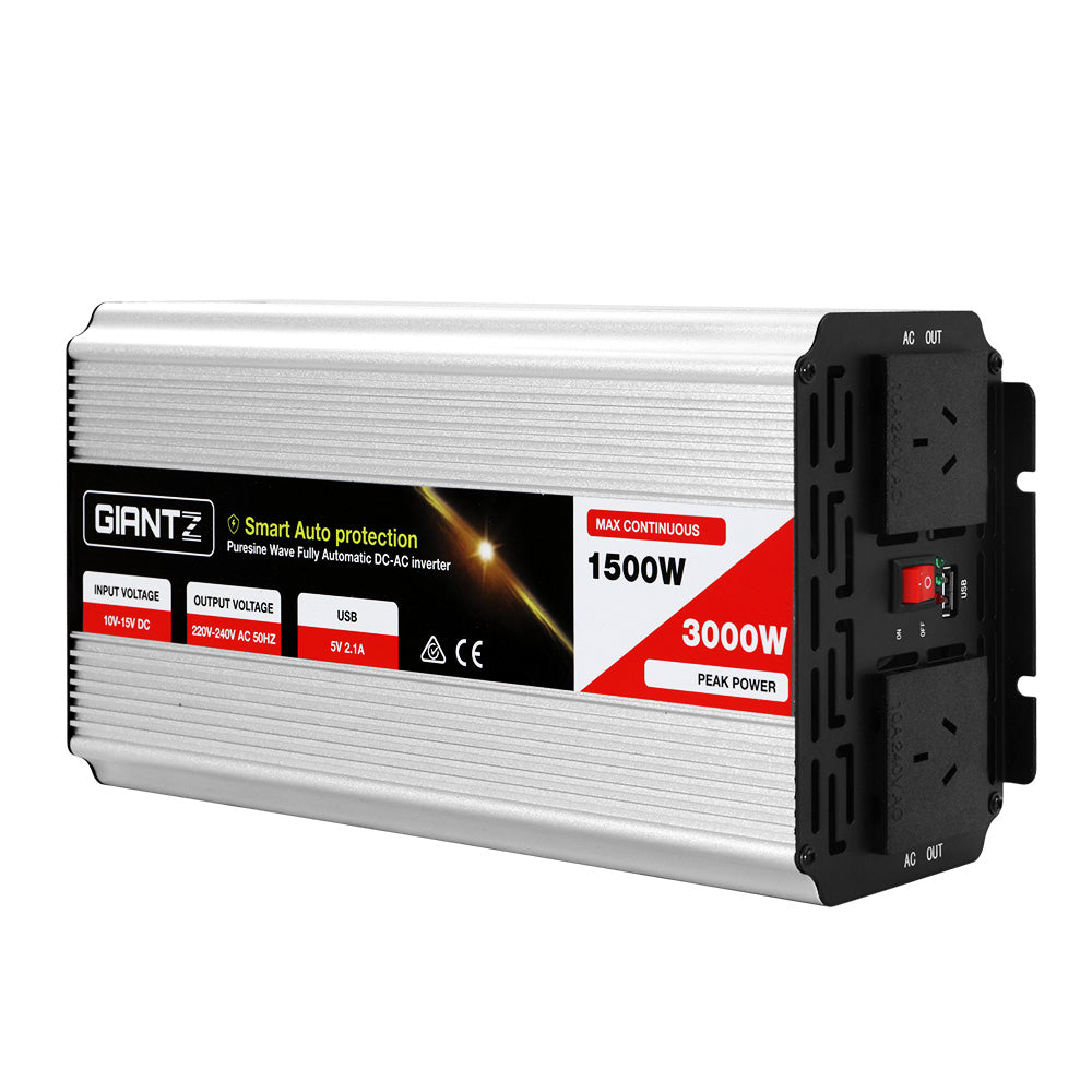 Giantz Power Inverter 1500W/3000W 12V to 240V Pure Sine