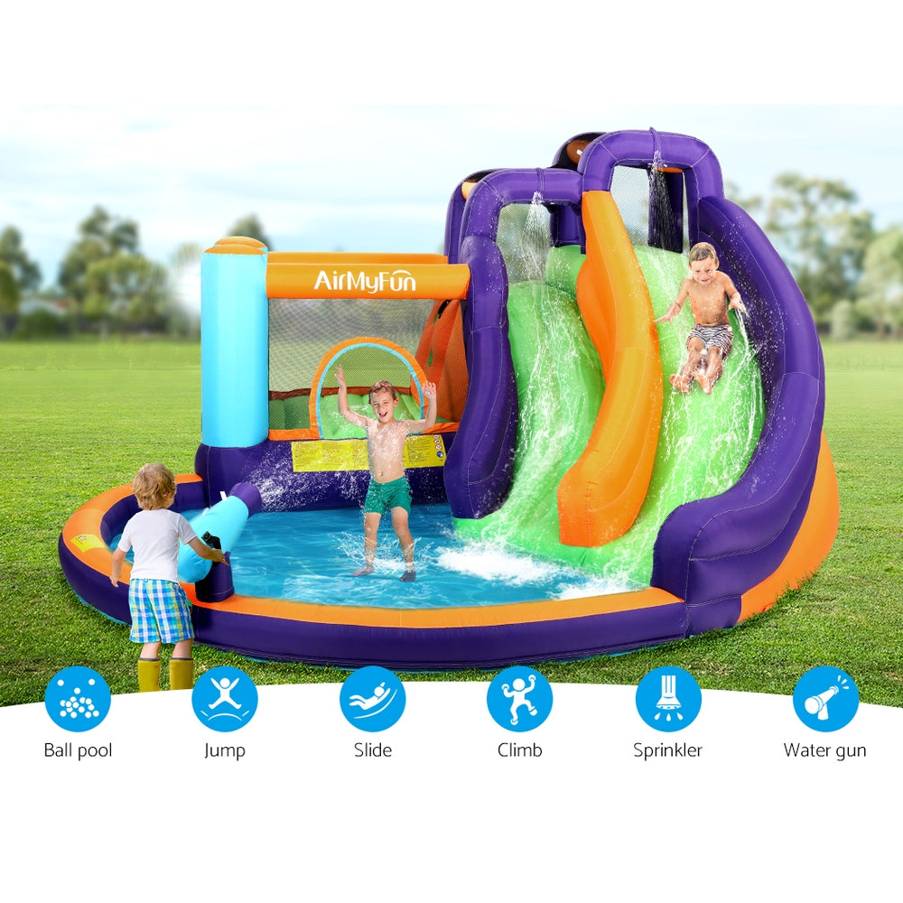 AirMyFun Inflatable Kids Water Double Slide Castle