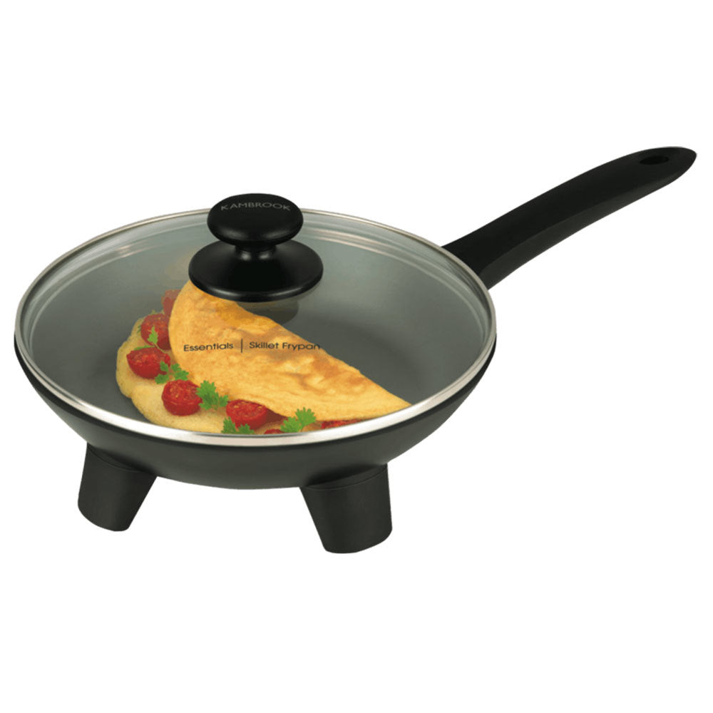 Kambrook 9.5&quot; 1100W Die-Cast/Non-Stick Essentials Skillet Frypan w/ Glass Lid