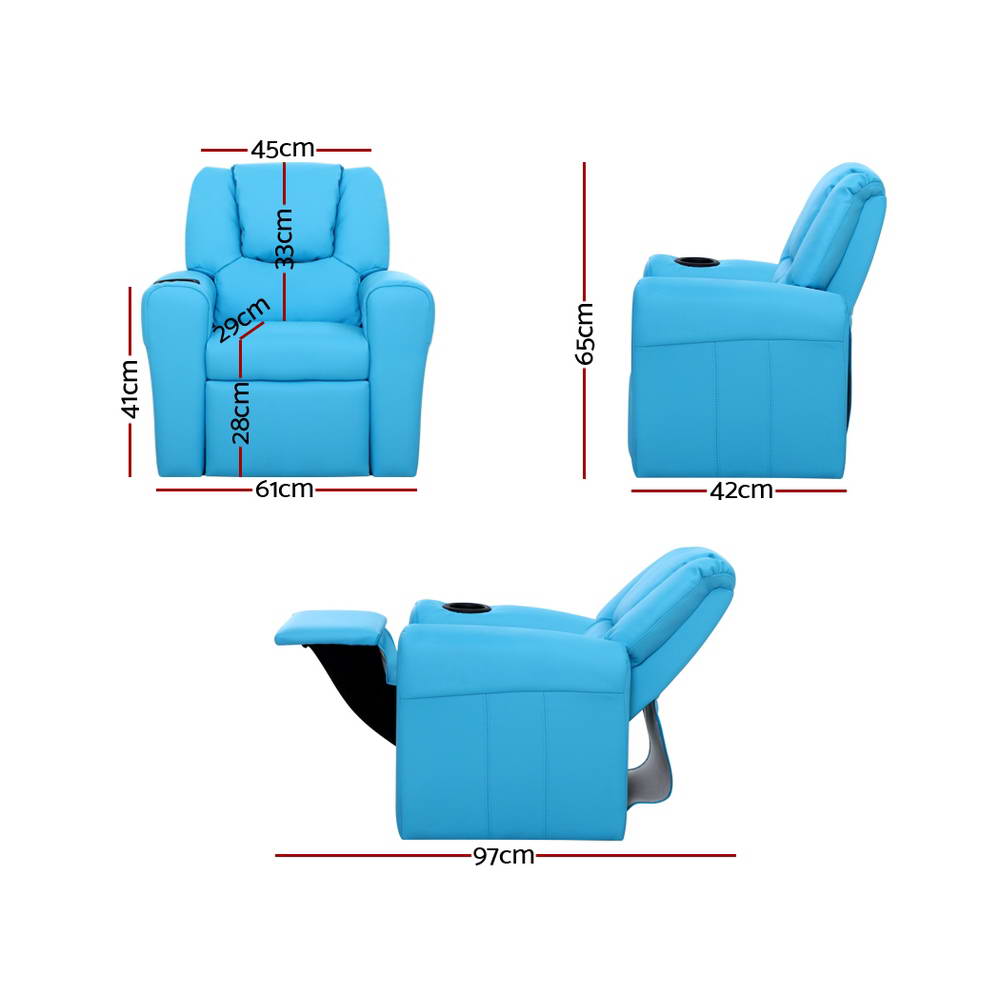 Keezi Luxury Kids Recliner Armchair Blue