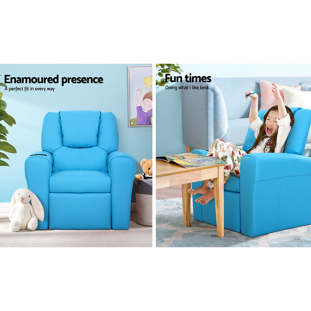 Keezi Luxury Kids Recliner Armchair Blue