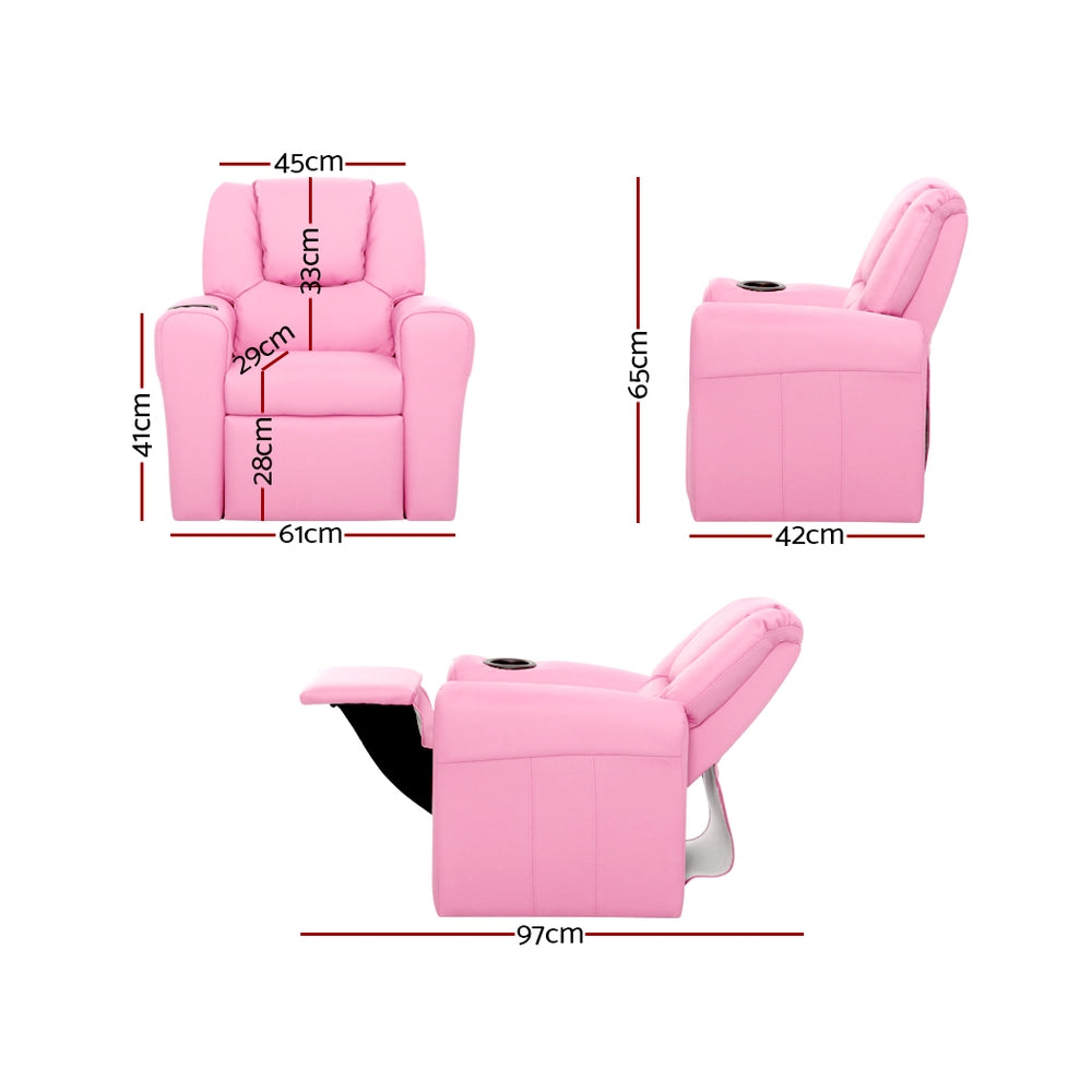 Keezi Luxury Kids Recliner Armchair Pink