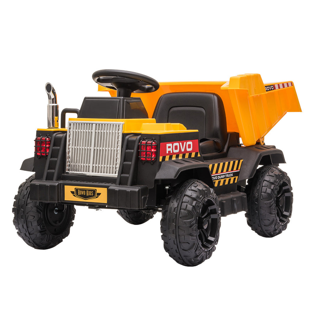 ROVO KIDS Electric Ride On Children&#39;s Toy Dump Truck with Bluetooth Music - Yellow
