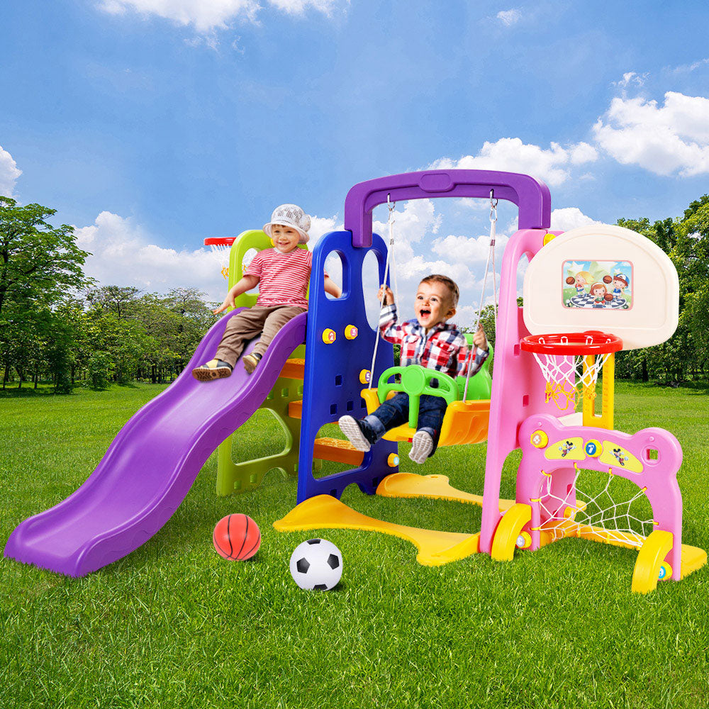 Keezi Kids Slide Swing with Basketball Hoop Playground