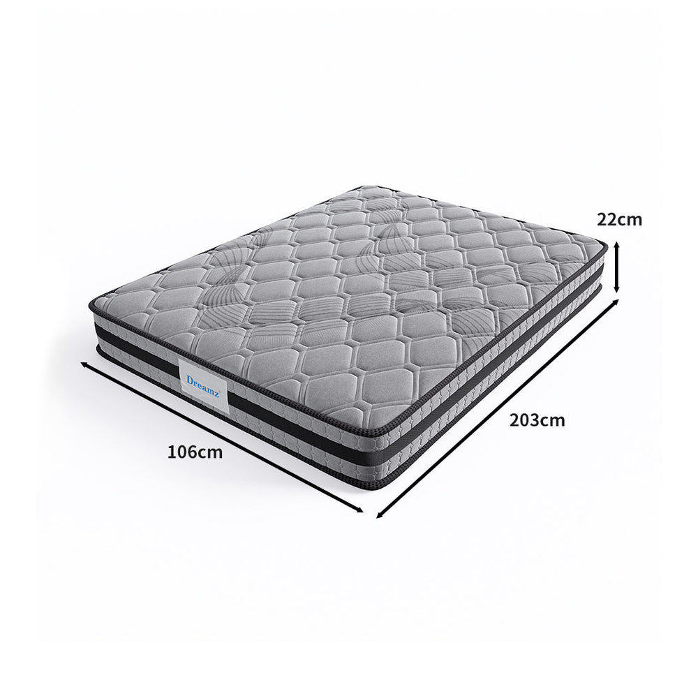 Dreamz Spring Mattress Bed Pocket Egg Crate Foam Medium Firm King Single 22CM