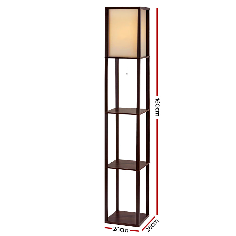 Artiss LED Floor Lamp Storage Shelf Brown