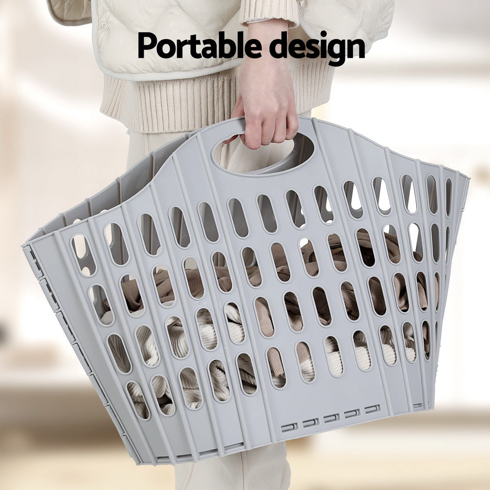 Artiss Laundry Basket Hamper Large Grey