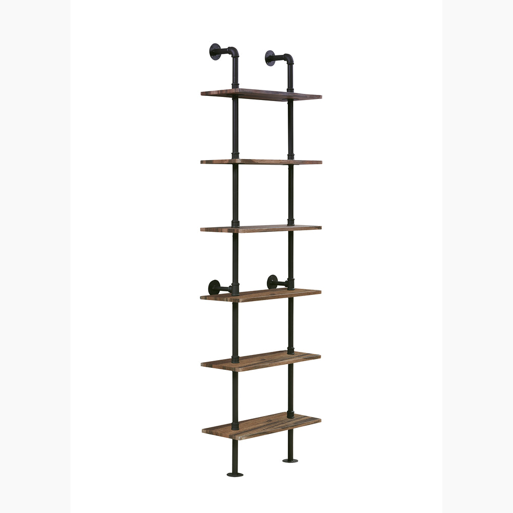 IHOMDEC 6 Tier Industrial Pipe Ladder Shelf Brown
