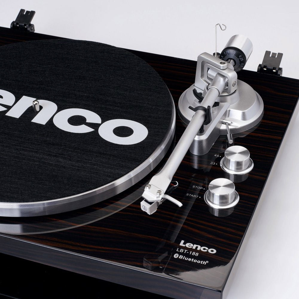 Lenco 42cm Aluminium Bluetooth Vinyl Record Turntable Walnut