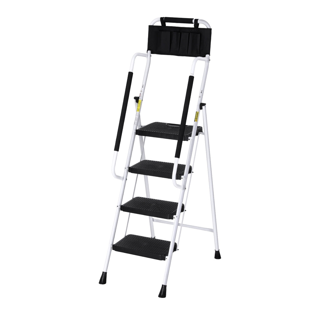 Giantz 4 Step Ladder Multi-Purpose Black and White