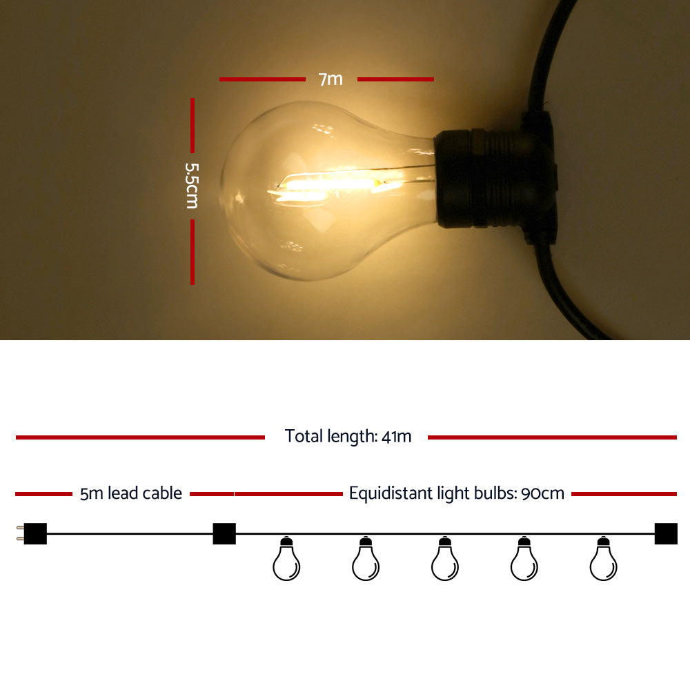 Jingle Jollys 41M LED Festoon String Lights 40 Bulbs