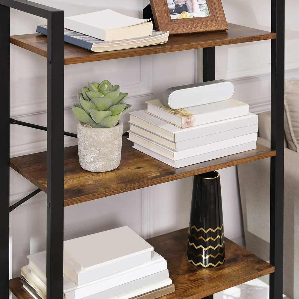 VASAGLE Durable 4 Tier Bookcase Storage Unit for All Room Rustic Brown and Black