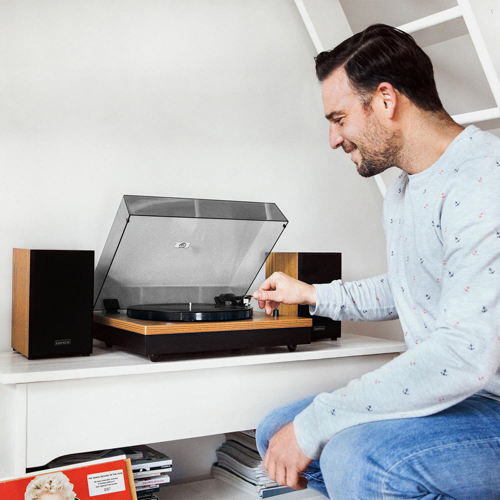 Lenco LS-300 Bluetooth Turntable w/ 2x Speakers - Wood