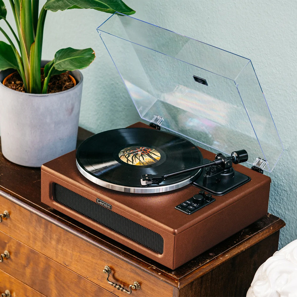 Lenco Turntable Player w/ 4x Built-In Speakers - Brown