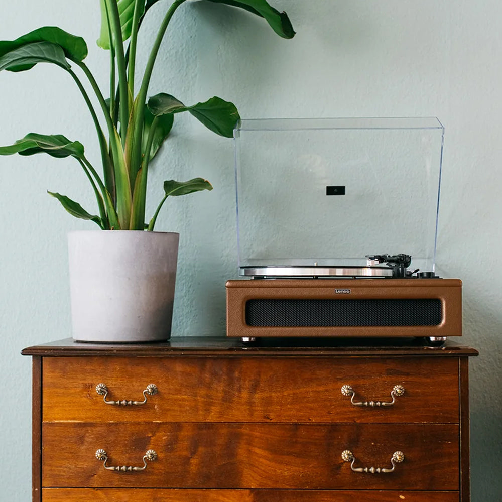 Lenco Turntable Player w/ 4x Built-In Speakers - Brown