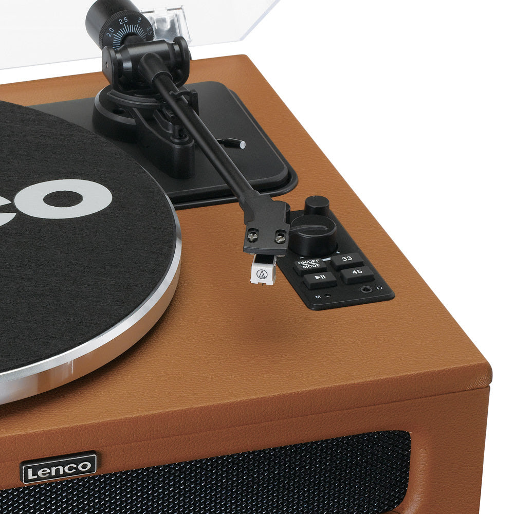 Lenco Turntable Player w/ 4x Built-In Speakers - Brown