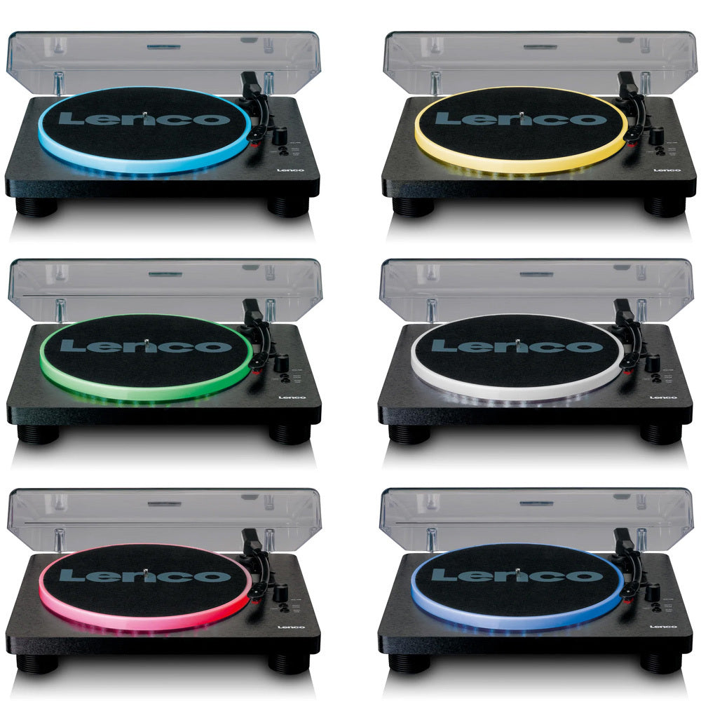 Lenco Turntable w/ LED Lights/Built-in Speakers - Black