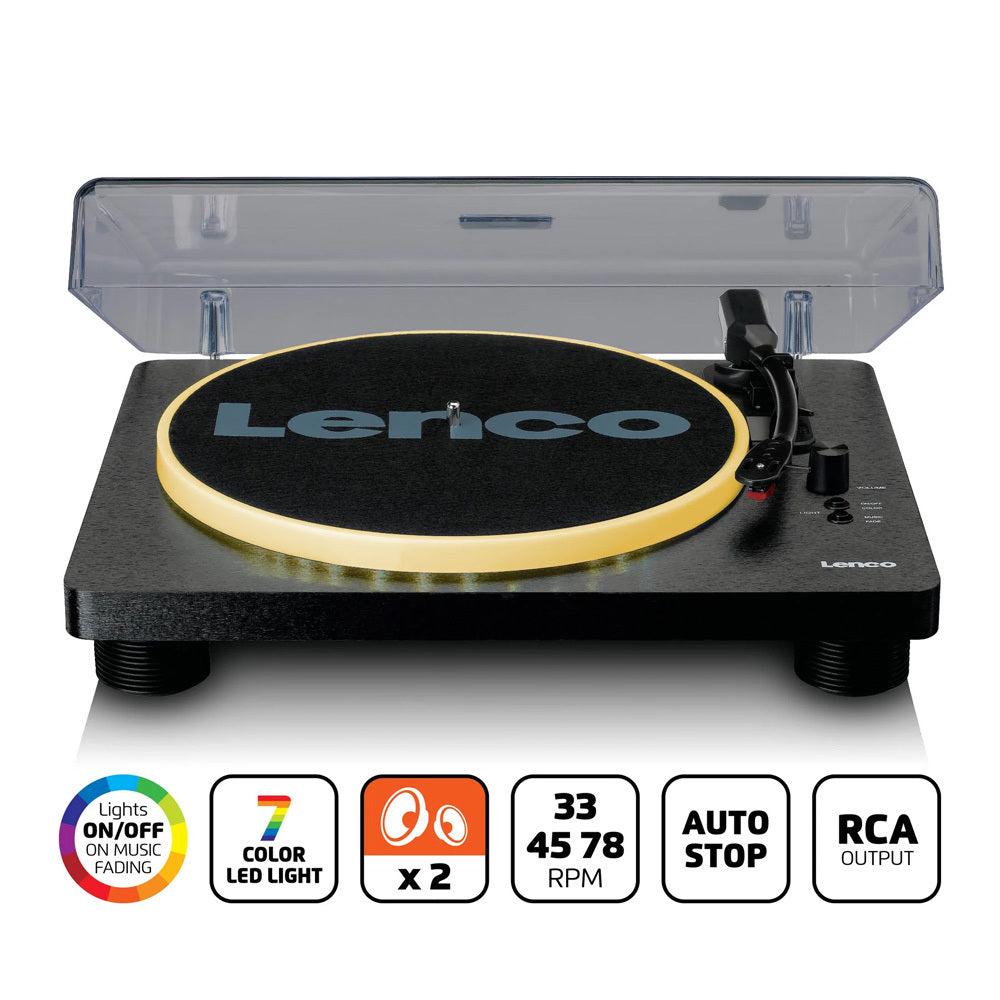 Lenco Turntable w/ LED Lights/Built-in Speakers - Black