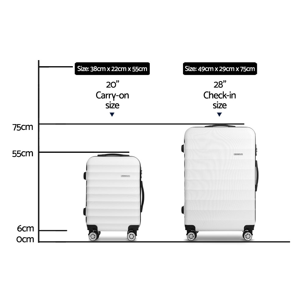 Wanderlite 2pcs Luggage Set White