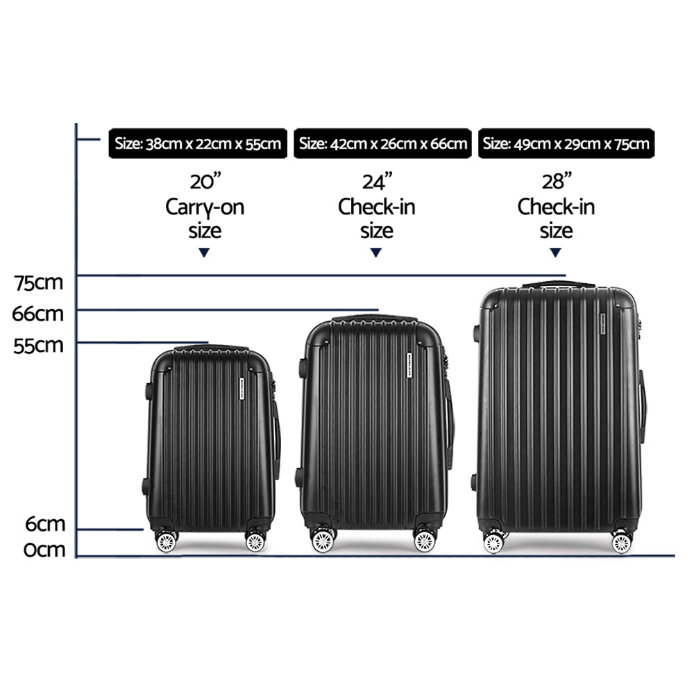 Wanderlite 3pcs Luggage Set Black