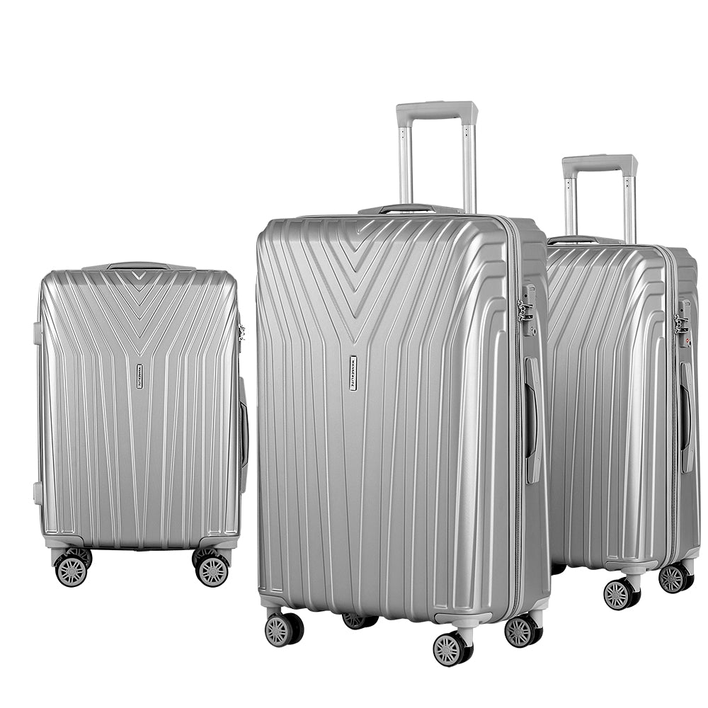 Wanderlite 3pc Luggage Set Silver