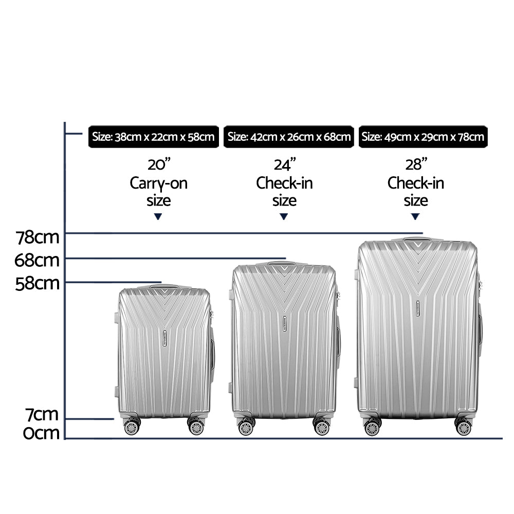 Wanderlite 3pc Luggage Set Silver