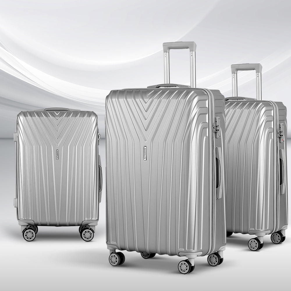 Wanderlite 3pc Luggage Set Silver